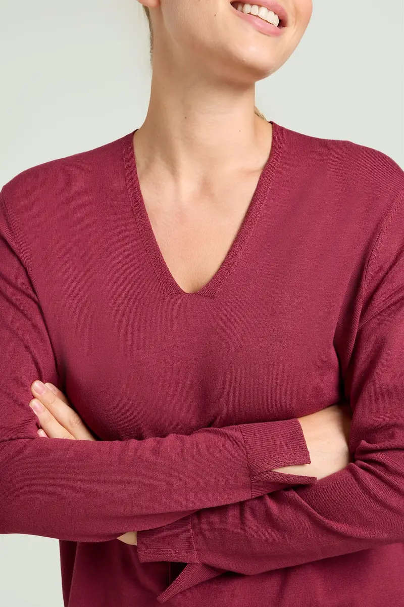 Luisa Viola MAGLIA CON SCOLLO A "V" IN VISCOSA COMFORT Donna miniatura 2