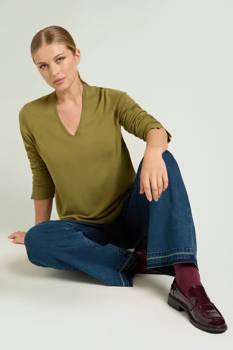 Luisa Viola MAGLIA CON SCOLLO A "V" IN VISCOSA COMFORT Donna