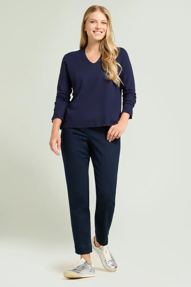 MAGLIA CON SCOLLO A "V" IN VISCOSA COMFORT Donna miniatura 2