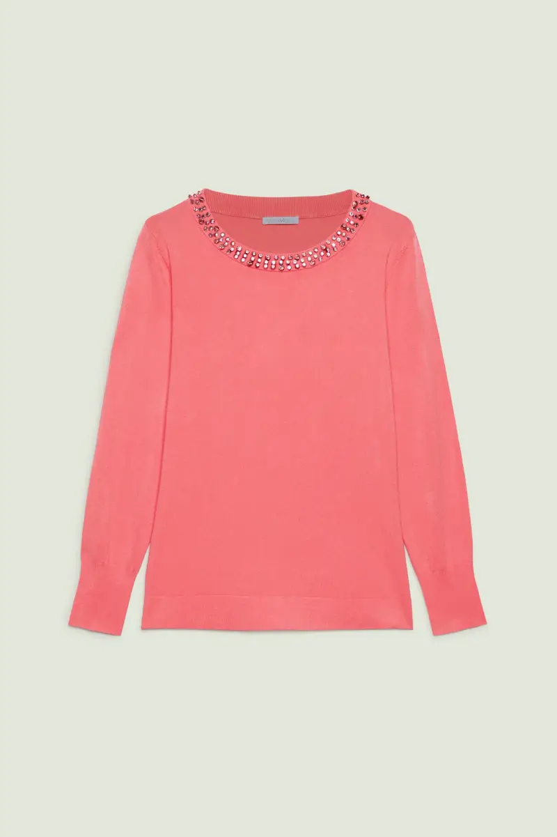 MAGLIA IN VISCOSA COMFORT RICAMATA A MANO Donna miniatura 5