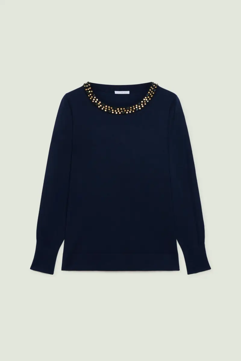 MAGLIA IN VISCOSA COMFORT RICAMATA A MANO Donna miniatura 5