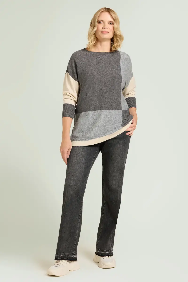 MAGLIA MISTO CASHMERE COLOR BLOCK Donna miniatura 2