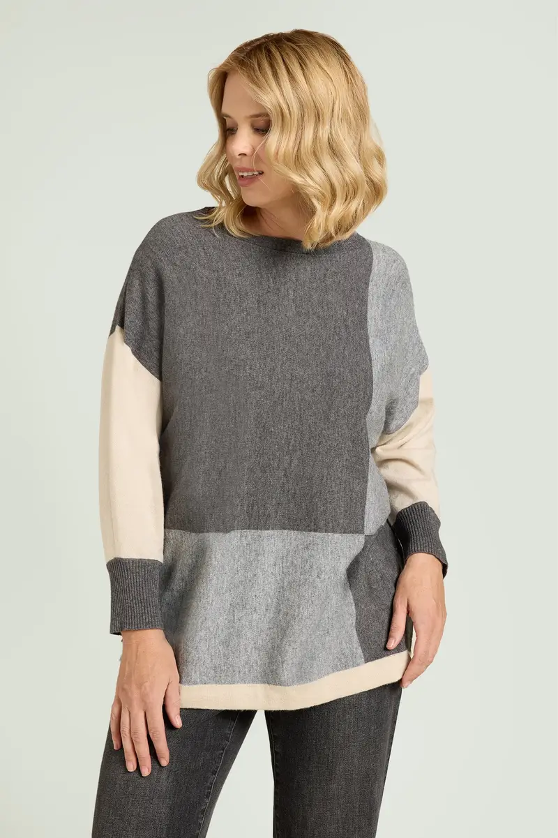 MAGLIA MISTO CASHMERE COLOR BLOCK Donna