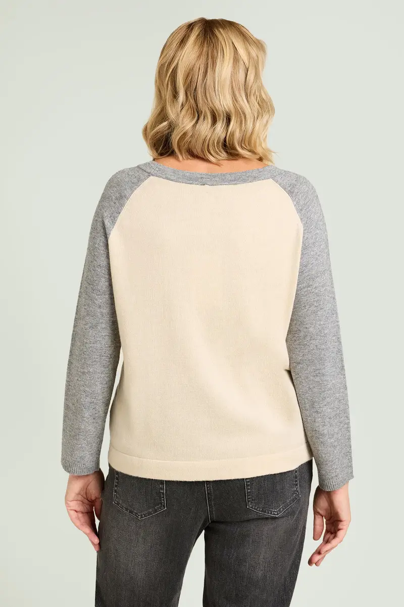 MAGLIA MISTO CASHMERE RICAMATA A MANO Donna miniatura 3