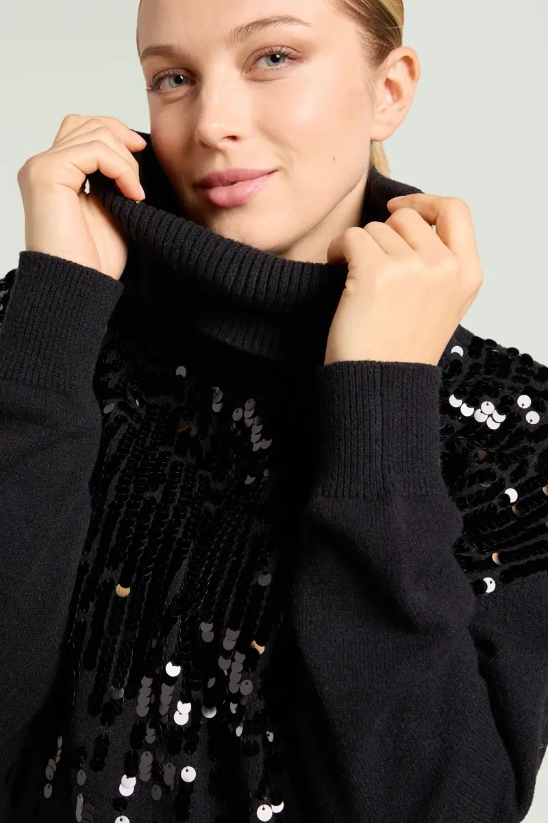 MAGLIA RICAMATA CON COLLO STACCABILE Donna miniatura 2