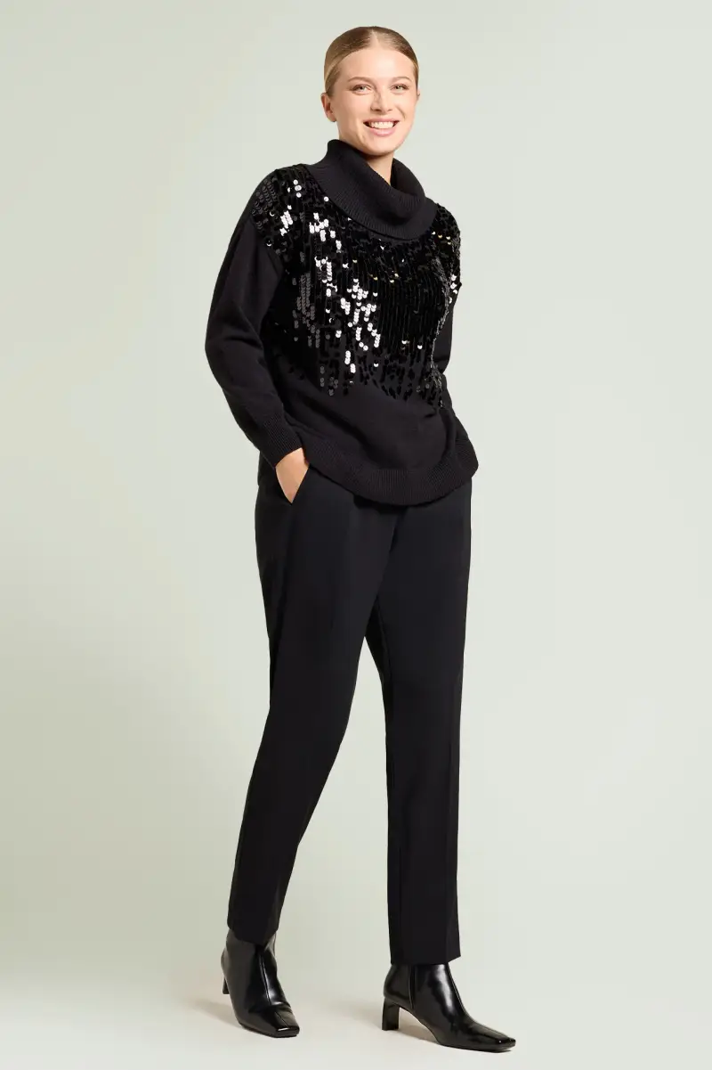 MAGLIA RICAMATA CON COLLO STACCABILE Donna miniatura 3