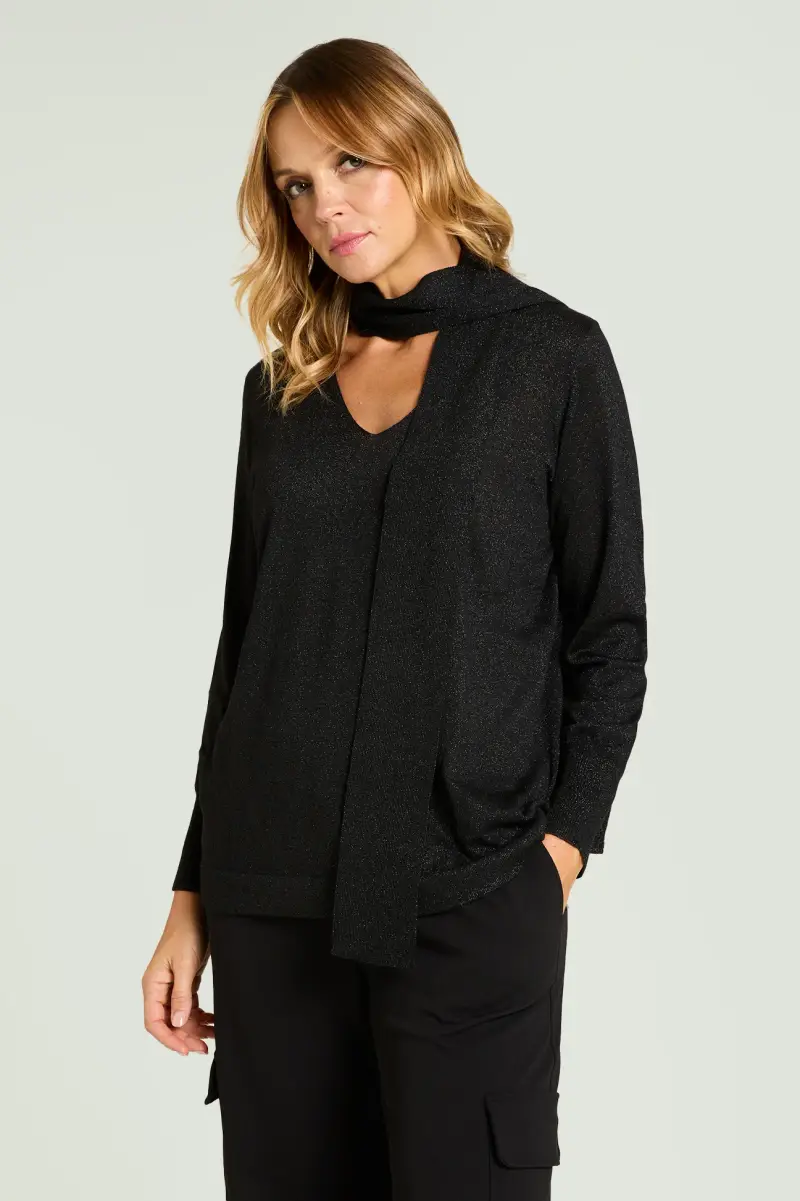 MAGLIA SHINY CON SCIARPINA Donna miniatura 3