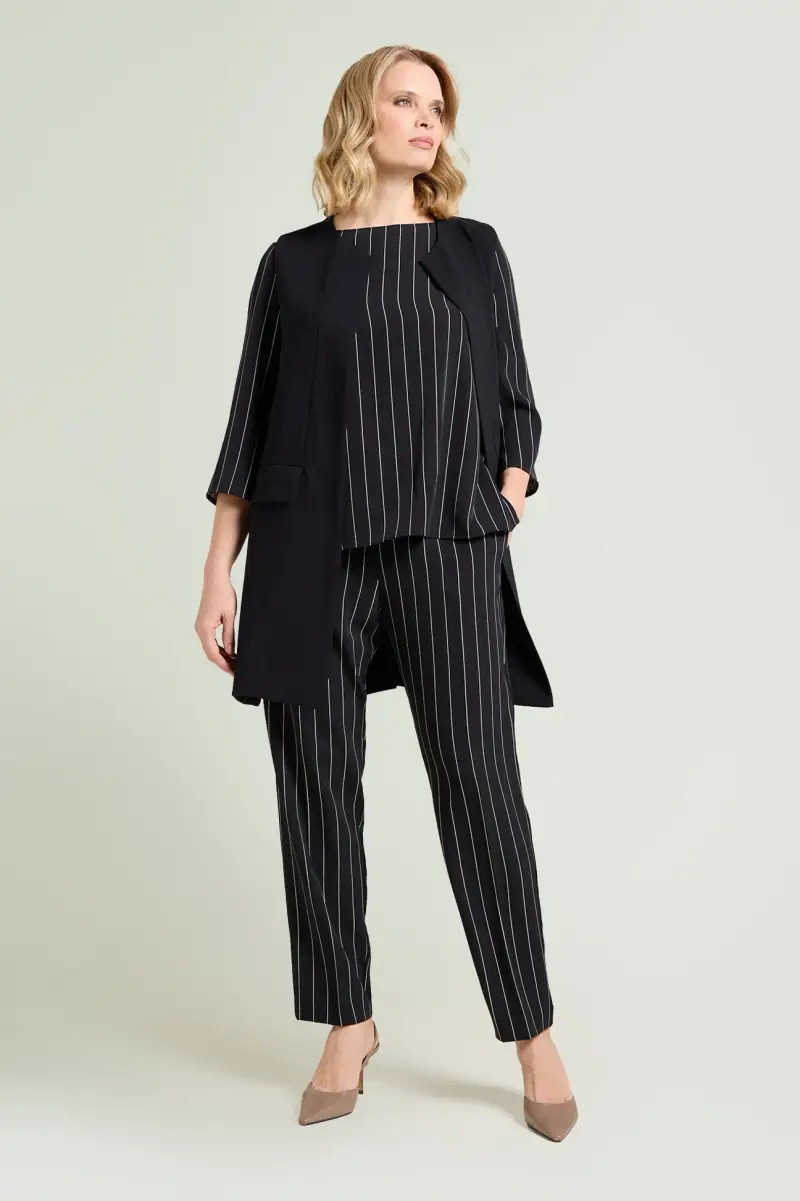 PANTALONI A SIGARETTA IN CADY GESSATO Donna miniatura 4