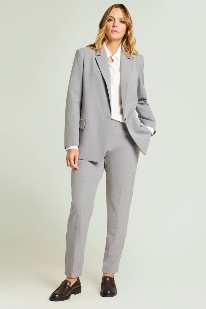 PANTALONI MELANGE FULL STRASS Donna