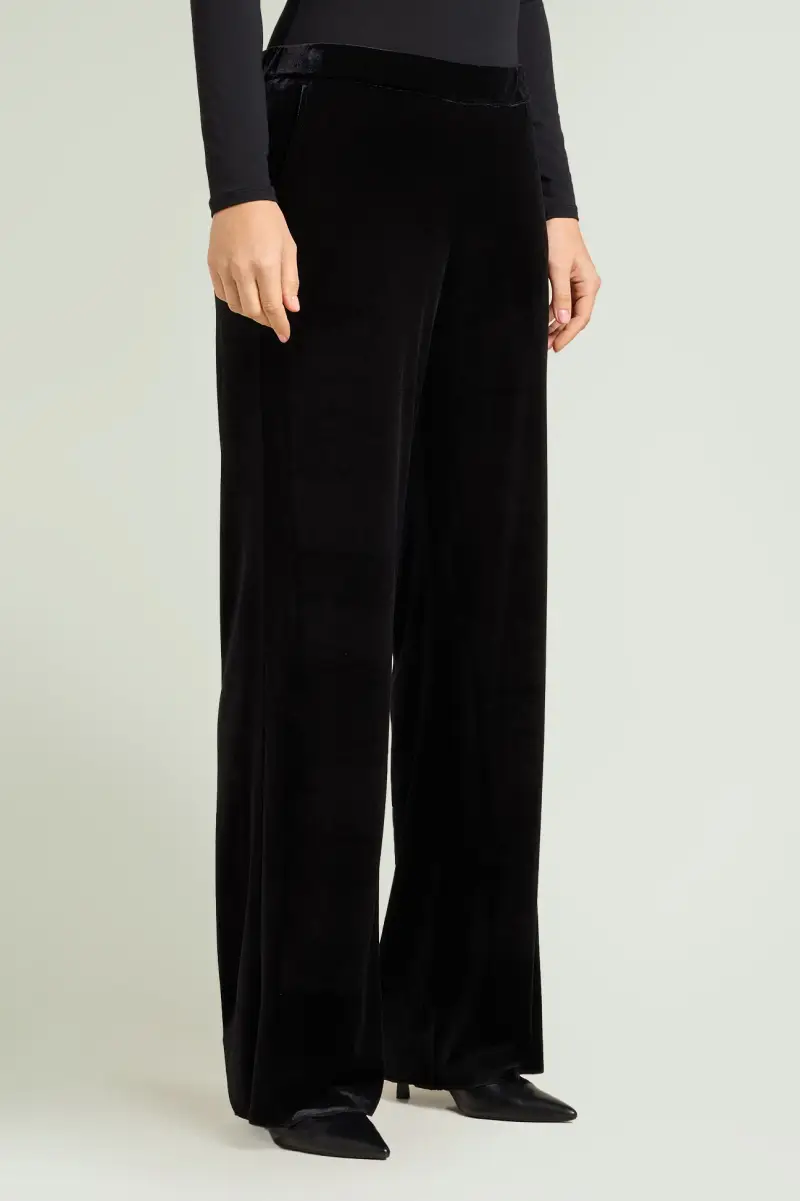 PANTALONI PUL-ON AMPI IN VELLUTO STRETCH Donna miniatura 3