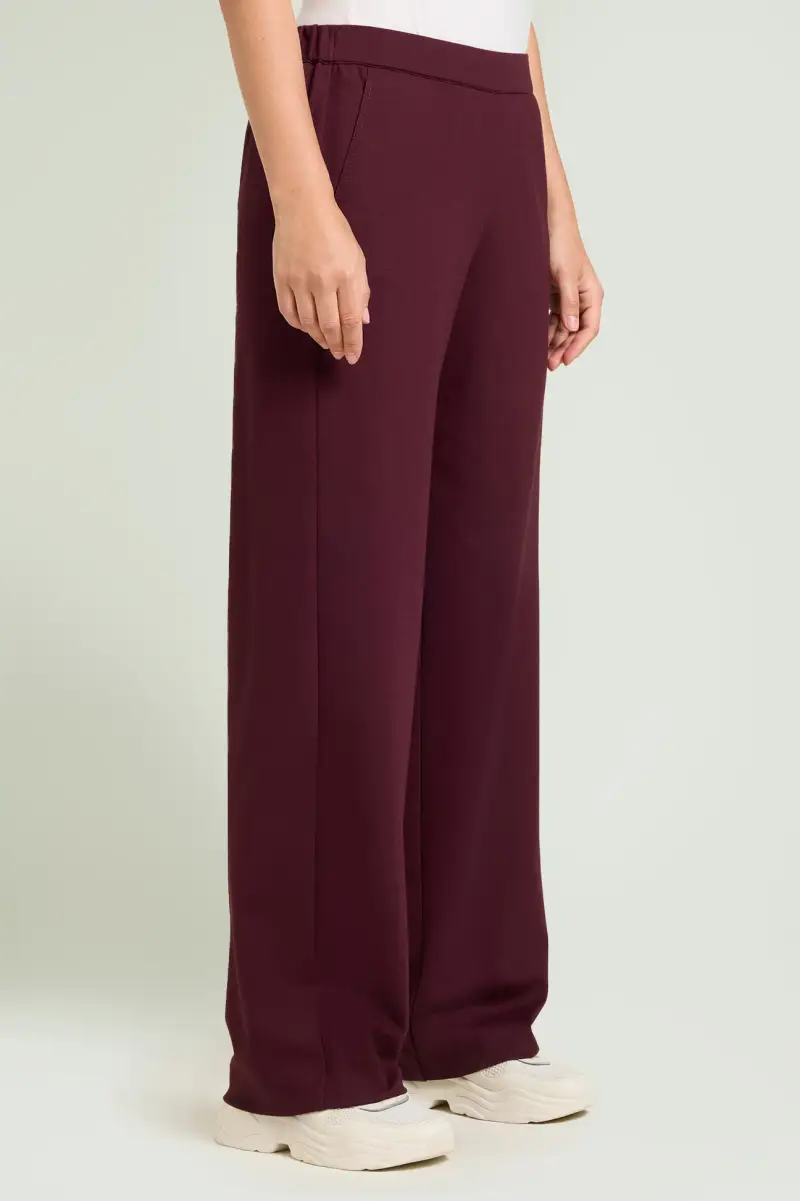 Luisa Viola Pantaloni pull-on wide leg bordeaux donna miniatura 2