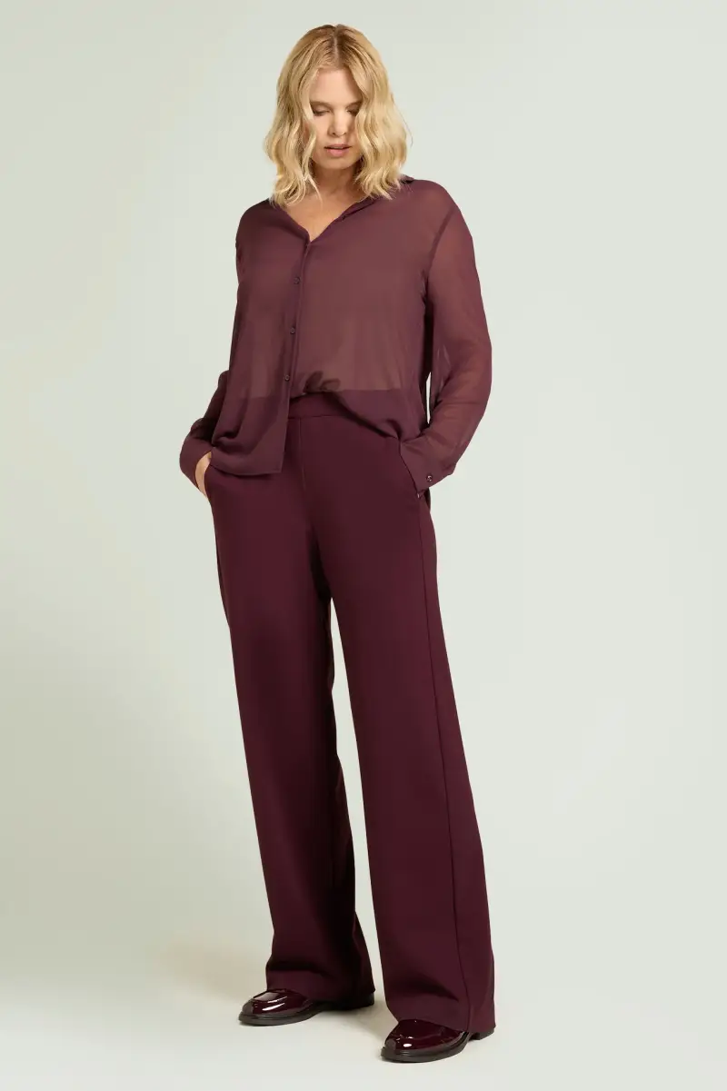 Luisa Viola Pantaloni pull-on wide leg bordeaux donna