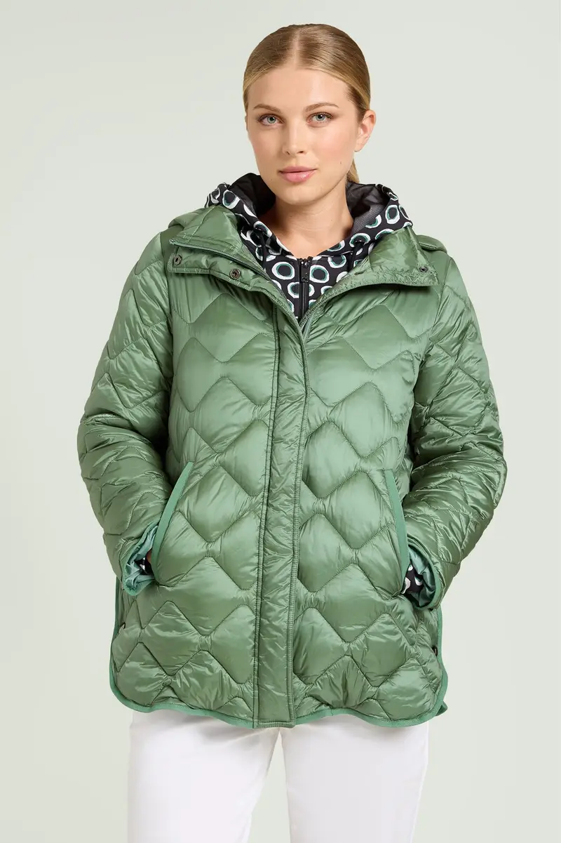 PIUMINO CON SPACCHI E CAPPUCCIO STACCABILE Donna