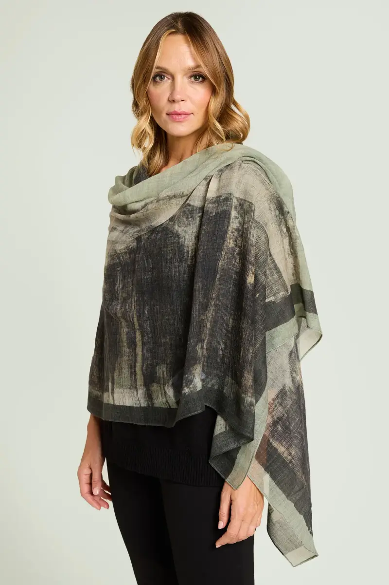 SCIARPA DI PURA LANA CON STAMPA PITTORICA Donna