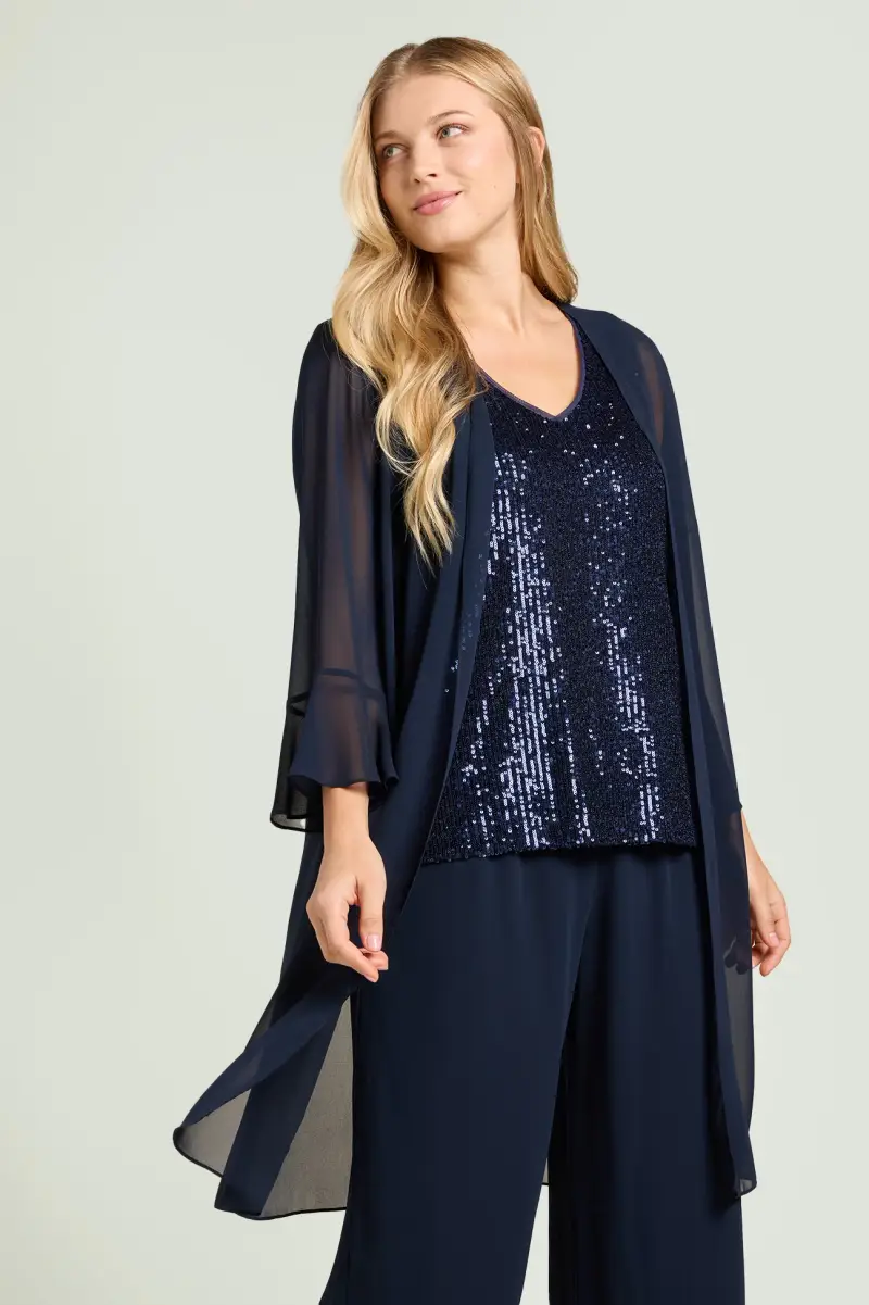 SPOLVERINO E PANTALONE IN GEORGETTE Donna miniatura 3