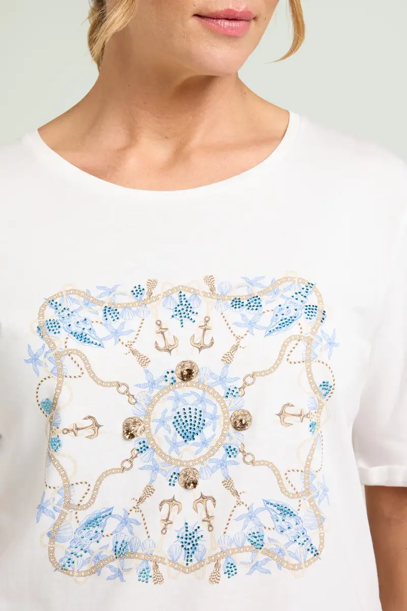 T-SHIRT CON STAMPA E CASTONI Donna miniatura 3