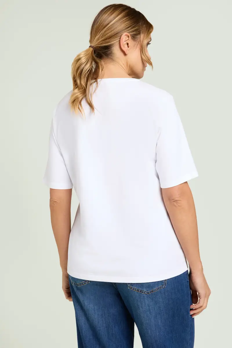 T-SHIRT STAMPATA CON CASTONI E STRASS Donna miniatura 2