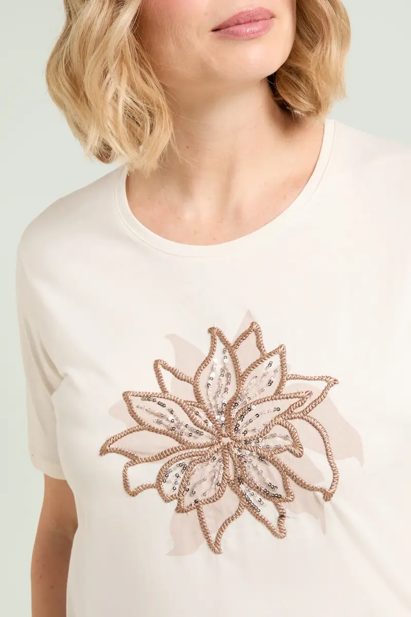 T-SHIRT STAMPATA E RICAMATA Donna miniatura 3