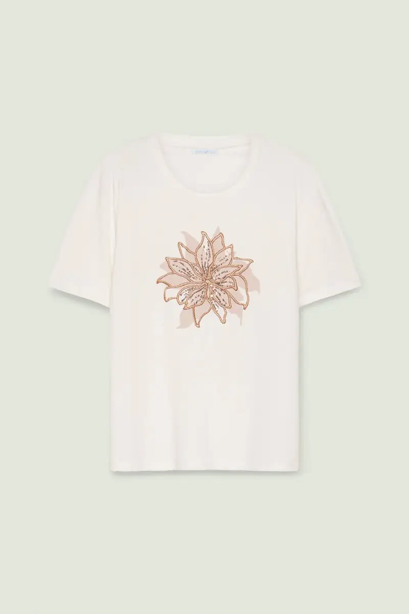 T-SHIRT STAMPATA E RICAMATA Donna miniatura 5
