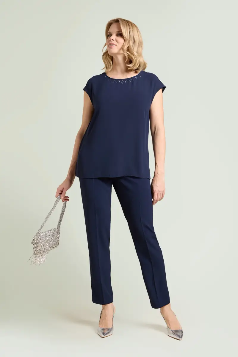 TOP IN DOPPIA GEORGETTE CON PUNTI LUCE Donna miniatura 4