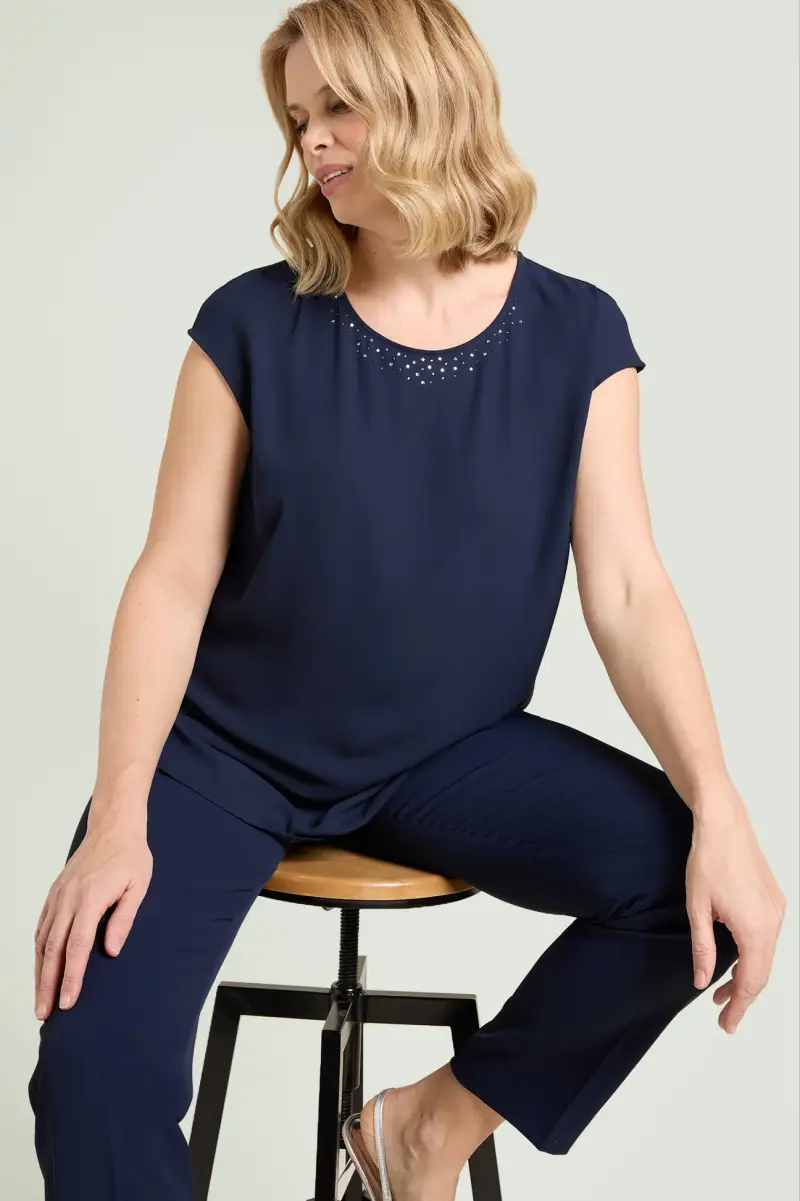 TOP IN DOPPIA GEORGETTE CON PUNTI LUCE Donna