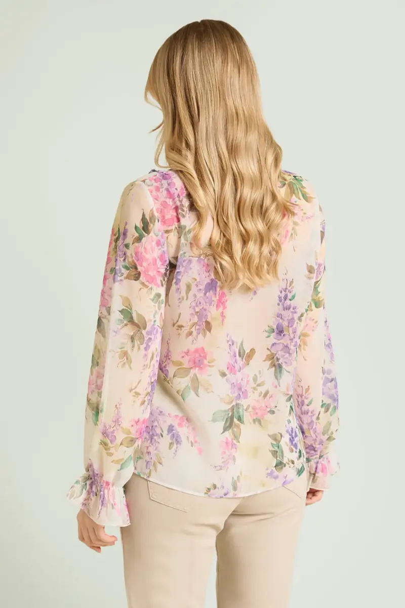 BLUSA STAMPATA CON VOLANT Donna miniatura 2