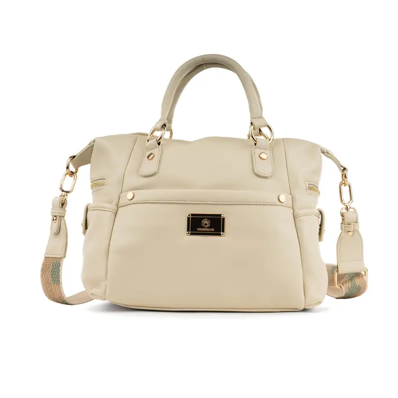 Borsa bianca a mano da donna con tasconi