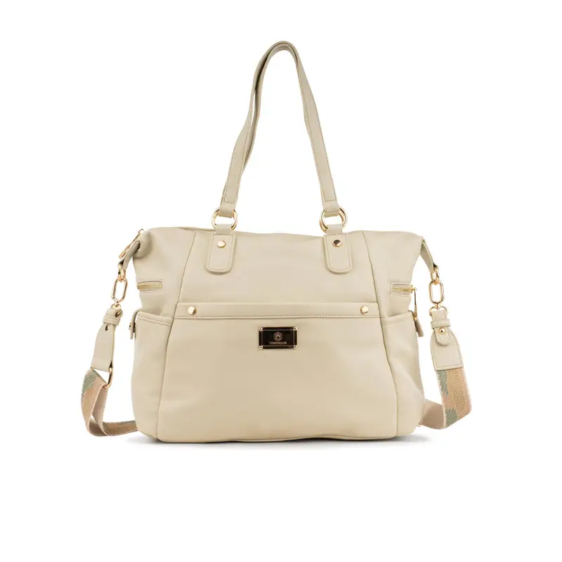 Borsa bianca a spalla da donna con tasconi