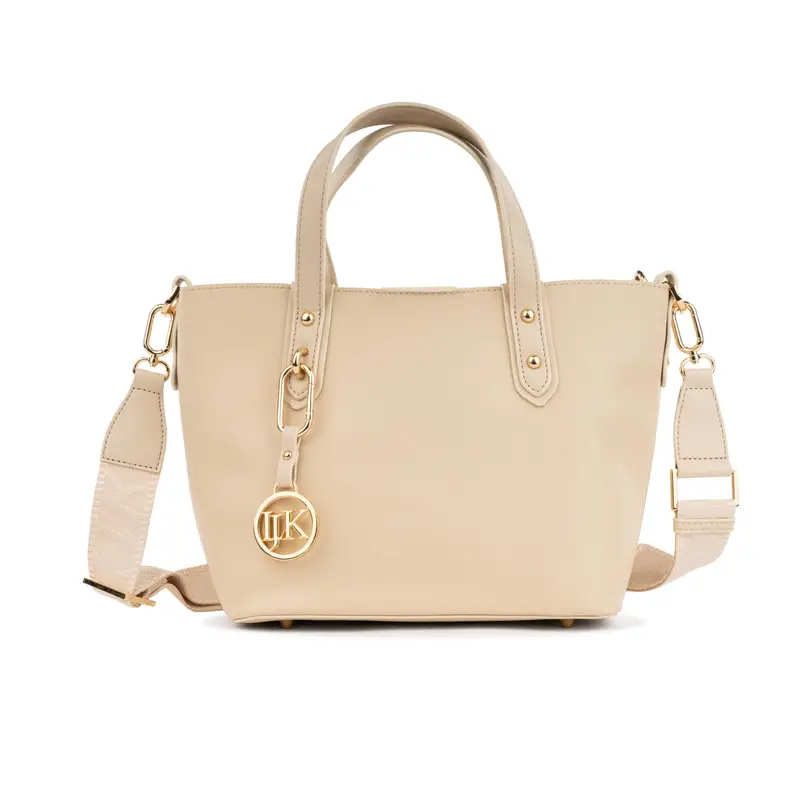 Borsa rosa da donna con ciondolo e tracolla removibile in tessuto