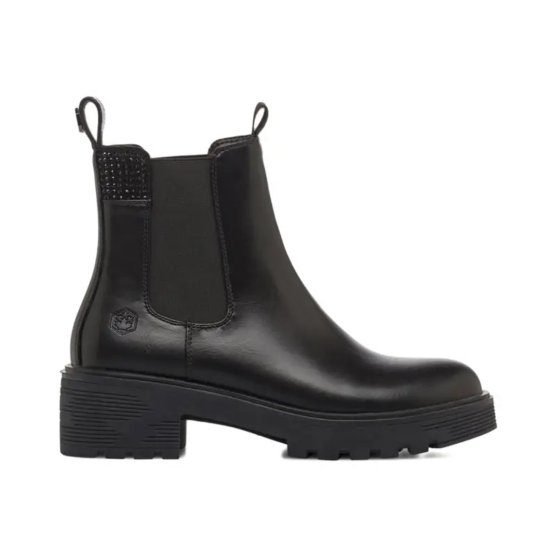 Chelsea bassi neri da donna con suola in gomma e dettaglio strass