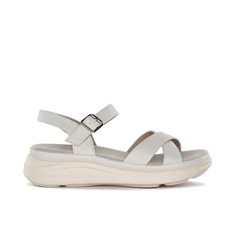 Sandali casual beige da donna con fibbia