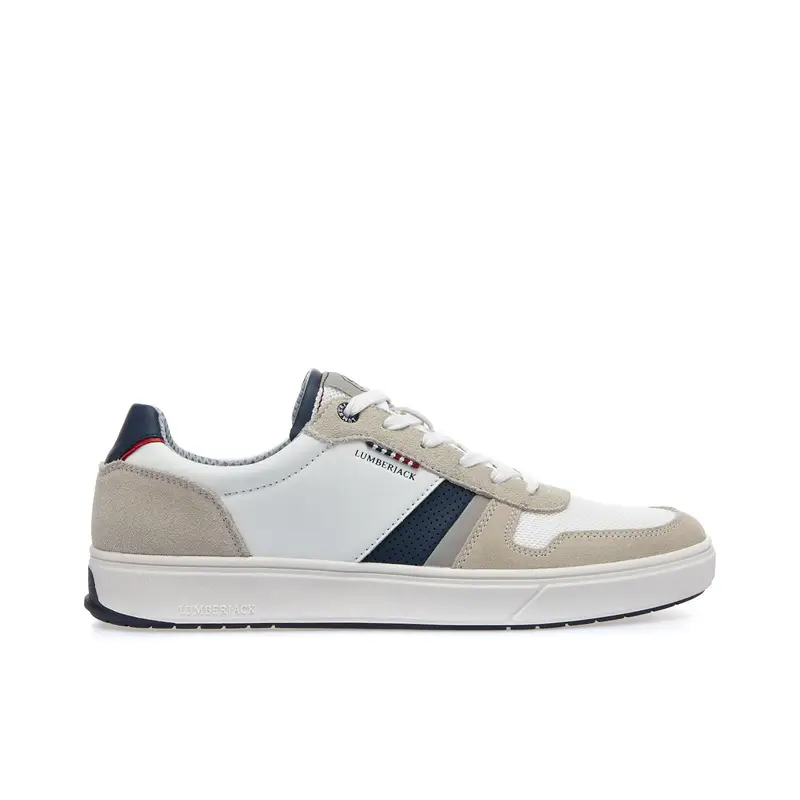Sneakers beige in pelle con cuciture