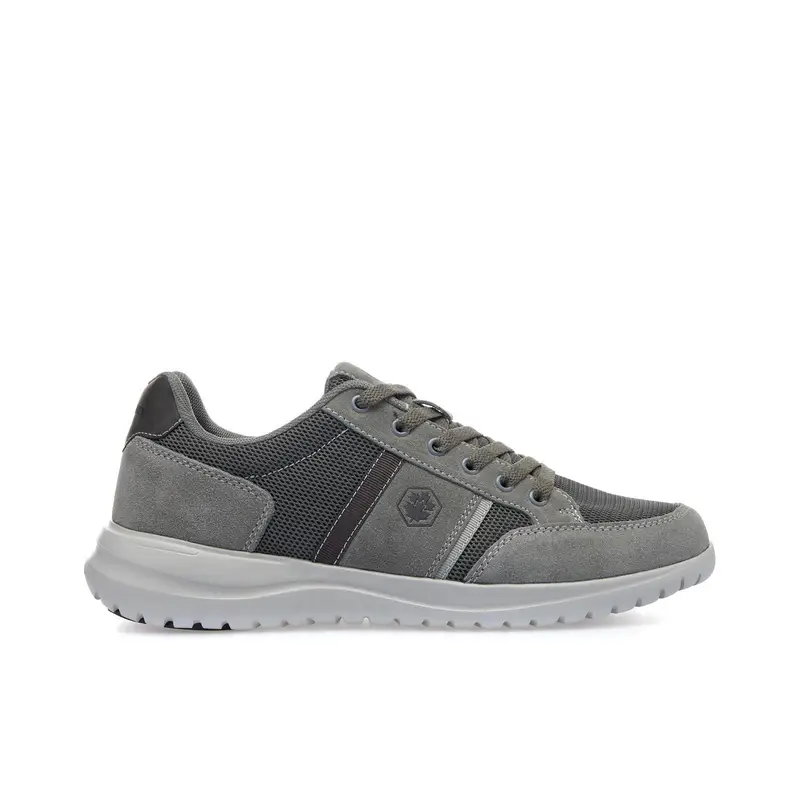 Sneakers grigie in pelle con logo laterale
