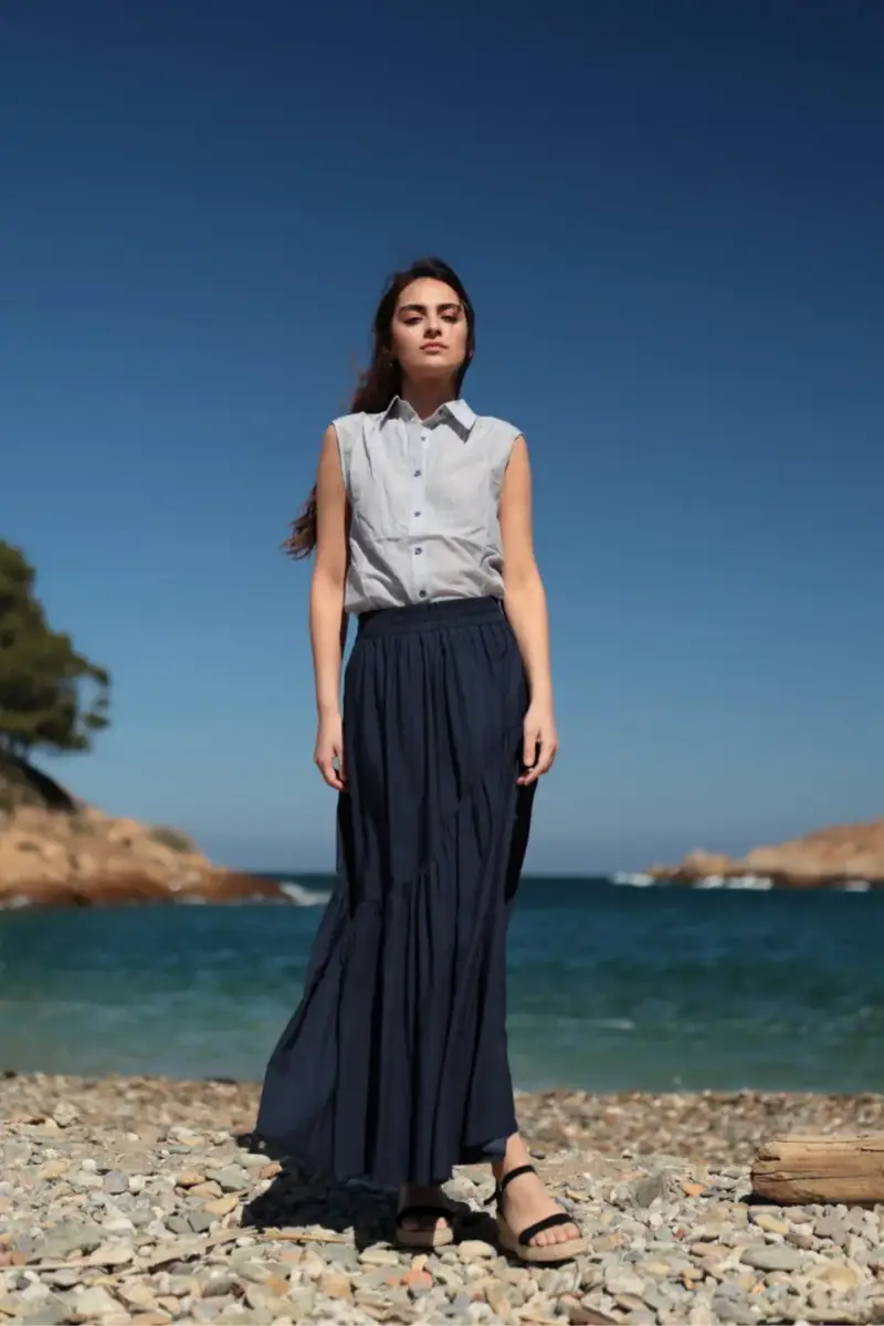 GONNA LUNGA IN TINTA UNITA | Colore Blu |