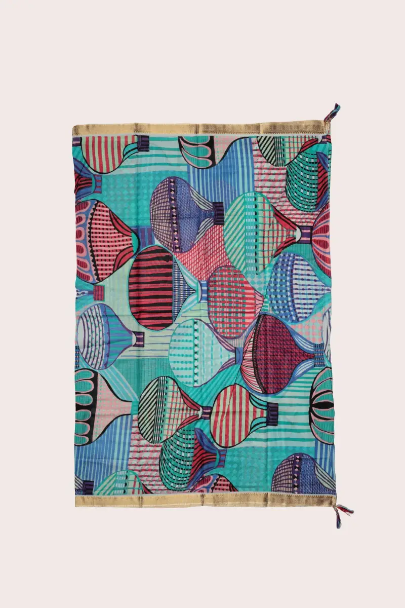 PAREO CON STAMPA MONGOLFIERA | Colore Turchese |