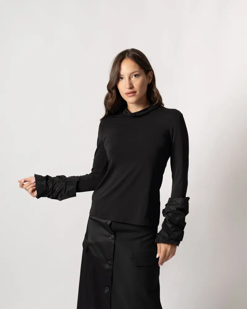 Lupetto manica raso  nera