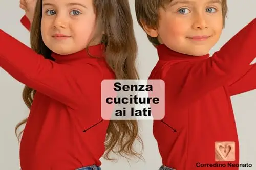 Lupetto rosso bambino e bambina in caldo cotone – Made in Italy – Maglia termica invernale a collo alto, morbidissima e miniatura 2