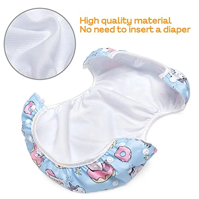 Luxja Riutilizzabile Pannolini da Nuoto (Confezione da 2), Impermeabile Pannolino Piscina, Costume Pannolino Neonato (0-3 Anni), Volpe + Leone miniatura 2