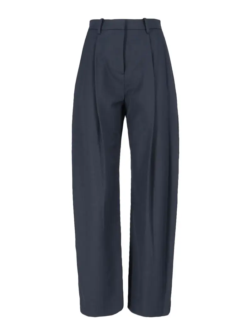 Pantaloni In Misto Lana Blu