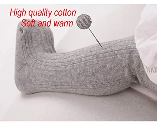 LXGKREL - Collant per neonati e bambini piccoli in cotone, morbidi, caldi ed elastici, 2 pezzi, da 0 a 24 mesi, grigio miniatura 3