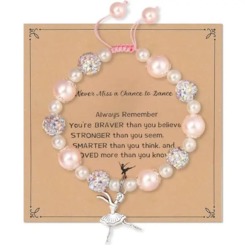 LXONTSG Dance Ragazze Bracciale, Ciondolo Ragazze Bracciale, Bracciale Perla Ragazze, Bracciale Donna Regolabile, Bracciale per Ragazze, Ragazze Ciondolo Bracciale,Dancing Bracciale