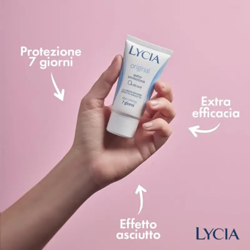 Lycia, Original Crema Deodorante con Antibatterico e Microspugne Effetto Asciutto per una Sensazione di Freschezza Durevole, Efficace fino a 7 Giorni, Senza Alcool, 30 ml miniatura 3
