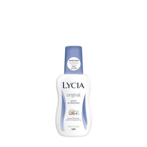 Lycia, Pure Talc Deodorante Vapo No Gas con Antibatterico e Fragranza al Profumo di Talco e Fiori di Cotone, Efficacia
