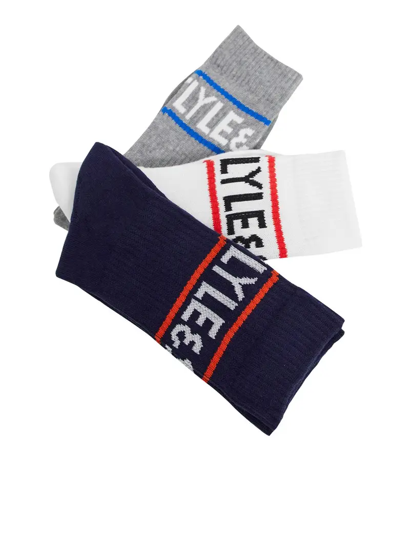 calzini lyle & scott grant pack of 3 da uomo - blu bianco grigio Multicolore