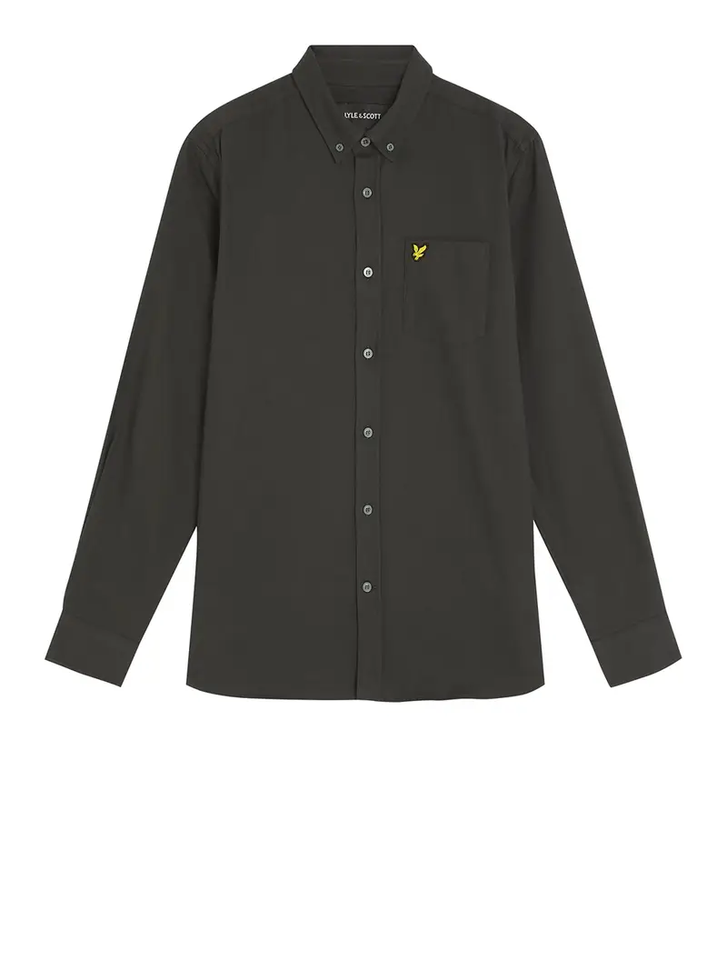camicia casual lyle & scott plain flannel da uomo - grigio
