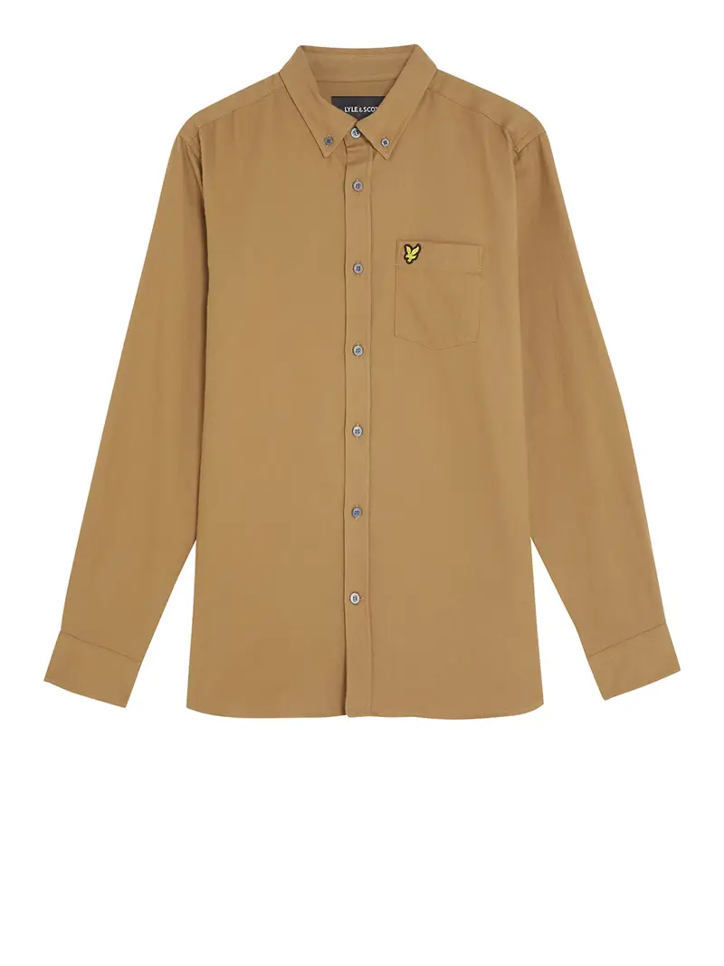 camicia casual lyle & scott plain flannel da uomo - marrone