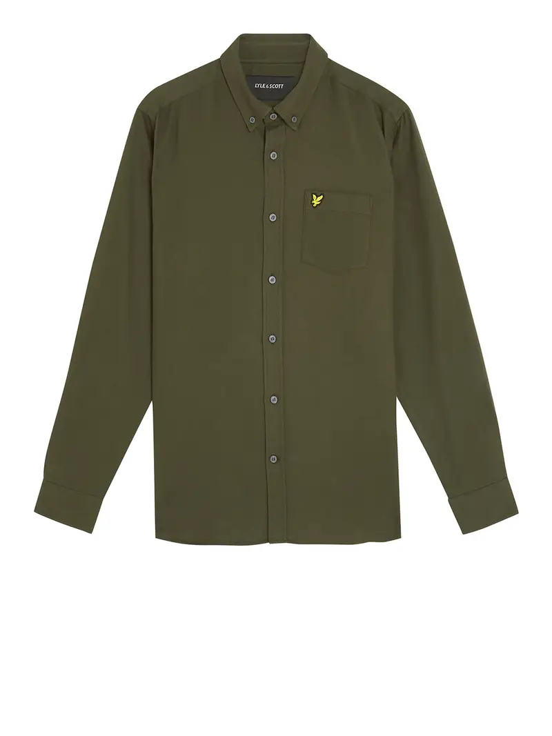 camicia casual lyle & scott plain flannel da uomo - verde