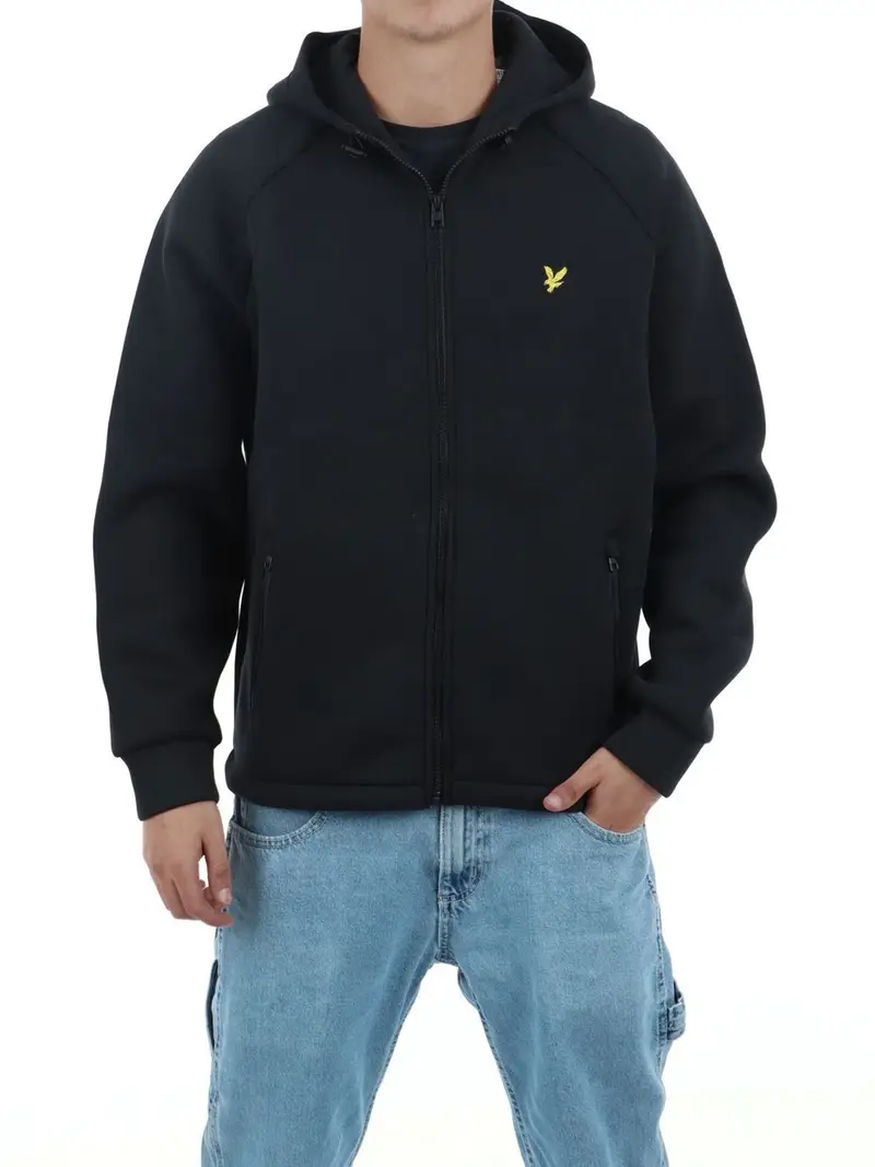 felpa zip lyle & scott neoprene da uomo - nero