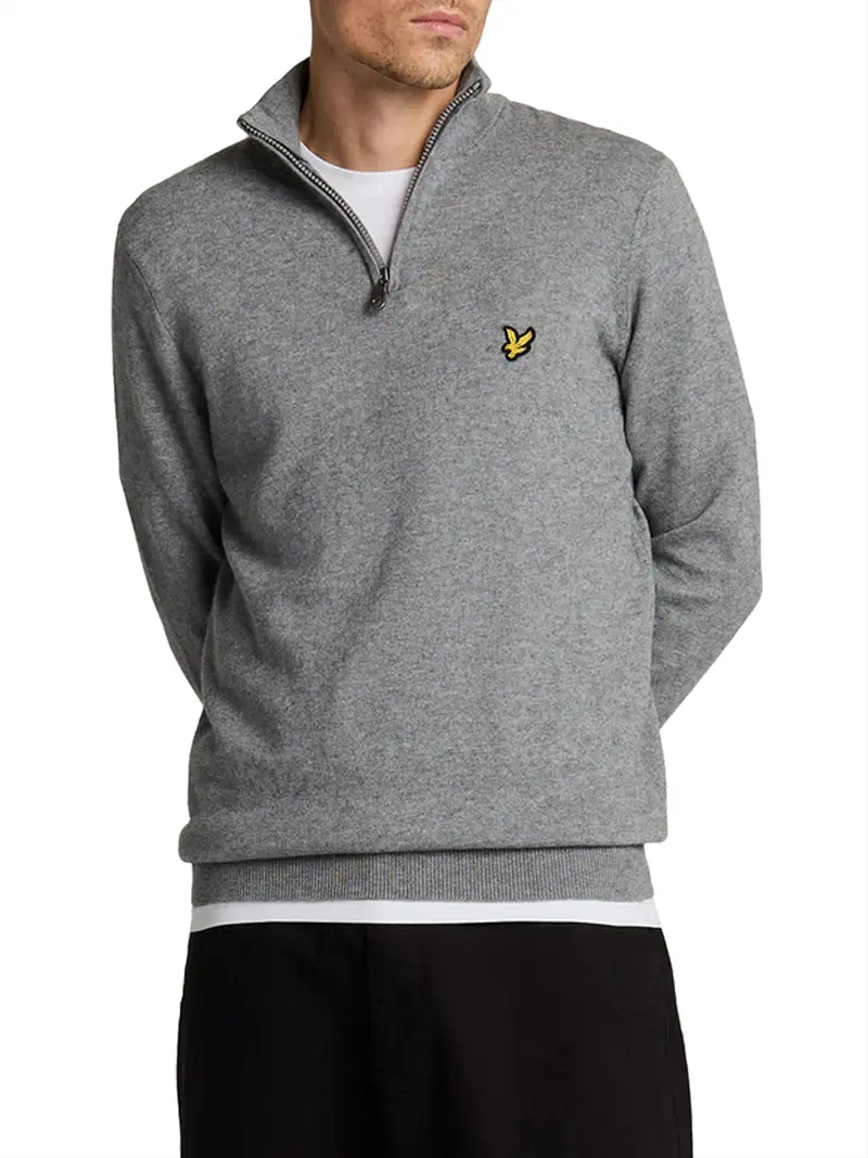 pullover lyle & scott merino quarter zip da uomo - grigio