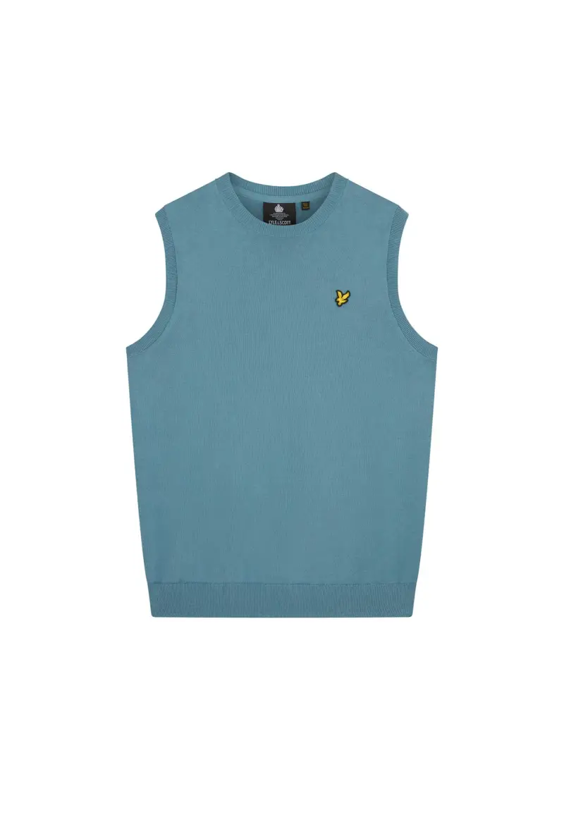 Cotton Crew Neck Vest - S / Celeste